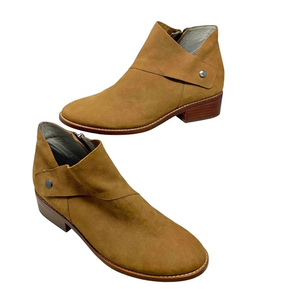 Eileen Fisher Billie Light‎ Espresso Tumbled Nubuck Ankle Booties  NEW